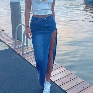 Maxi denim skirt